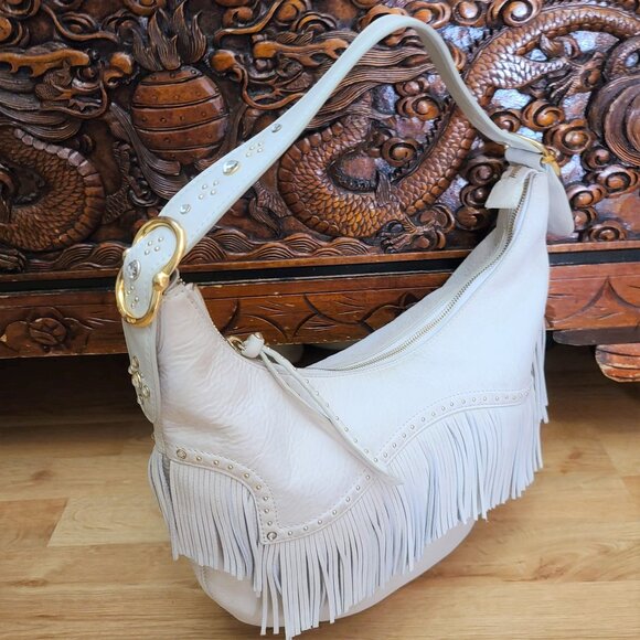 Michael Kors Suede Leather Fringed Hobo Handbag retired style - Picture 12 of 14